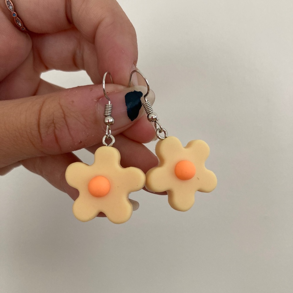 orange flower earrings